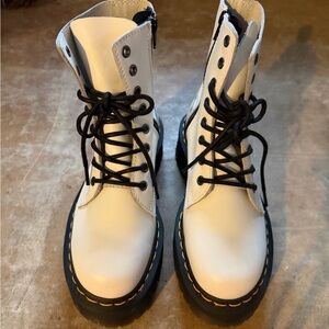 Dr. Martens White Combat Boots with Black Laces
